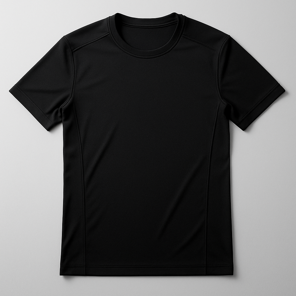 Black fitted performance training t-shirt